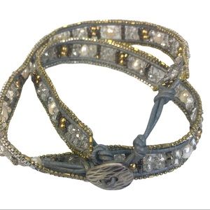 Silpada wrap bracelet pearl stones 15” long